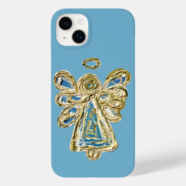 Blue Guardian Angel Art coque iphone personnalisé (Verso)