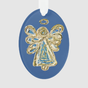 Blue Guardian Angel Art Holiday Pendentif Ornement