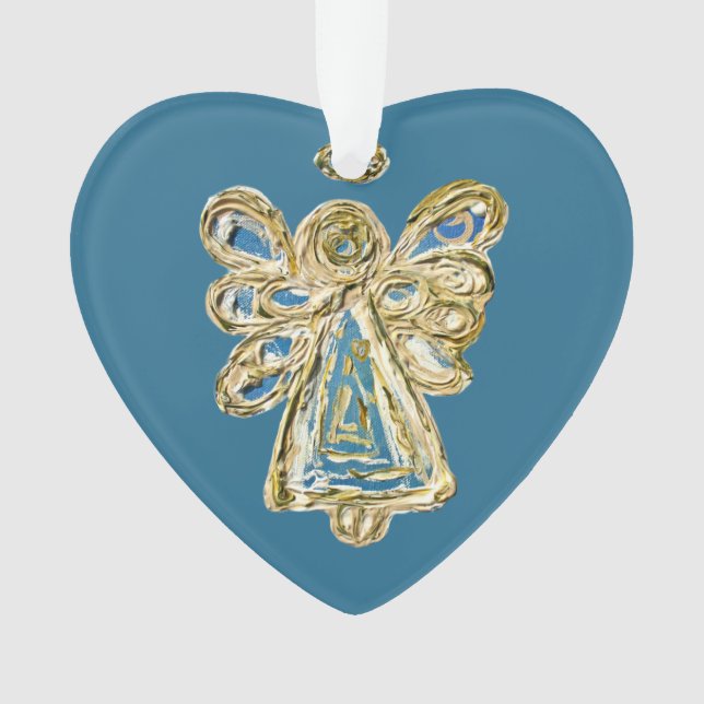Blue Guardian Angel Art Holiday Pendentif Ornement (devant)