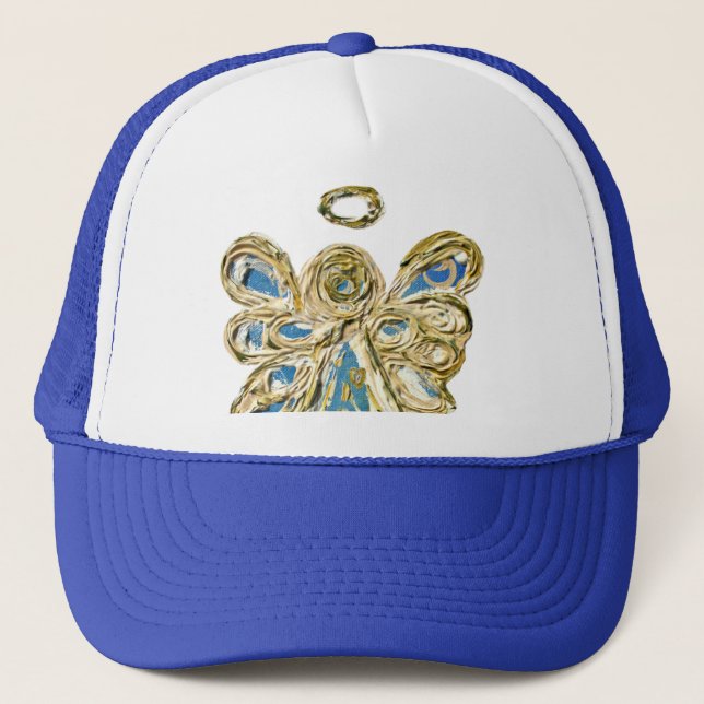 Blue Guardian Angel Custom Art Hat or Cap (Front)