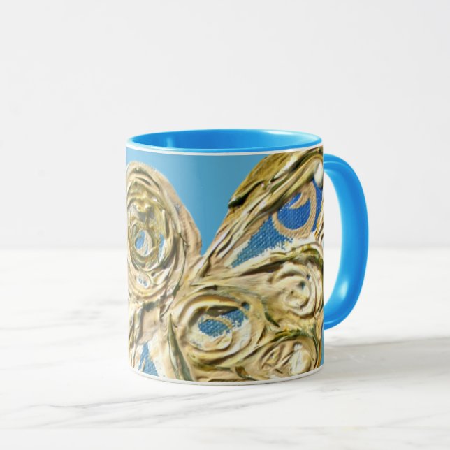 Blue Guardian Angel Custom Coffee Cup Mugs (Front Right)
