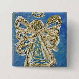 Blue Guardian Angel Custom Holiday Button Pin
