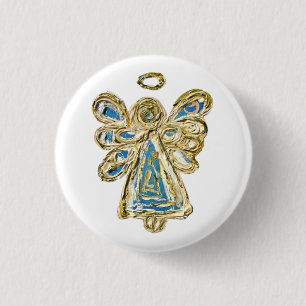 Blue Guardian Angel Custom Holiday Button Pins