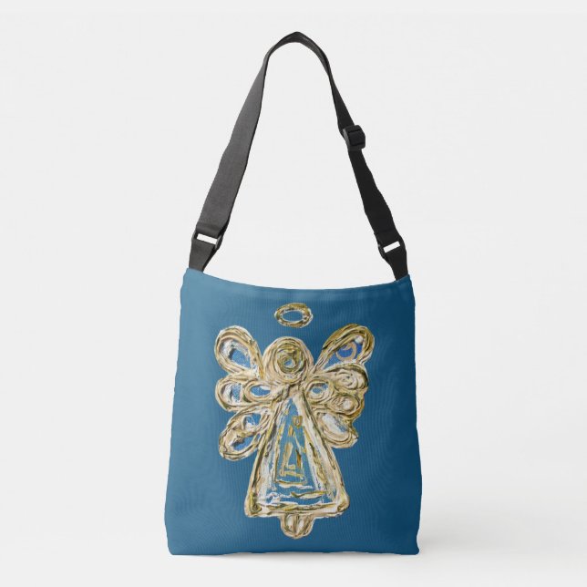 Blue Guardian Angel Purse Art Cross Body Bag (Front)