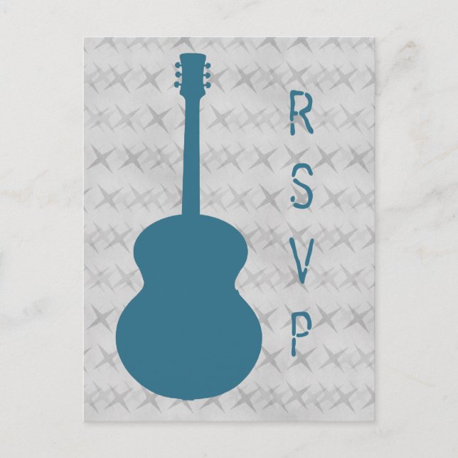 Blue Guitar Grunge RSVP Postcard (Front)