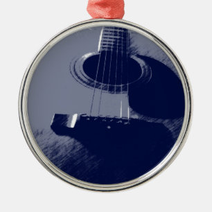 Blue Guitar Metal Ornament