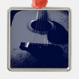 Blue Guitar Metal Ornament