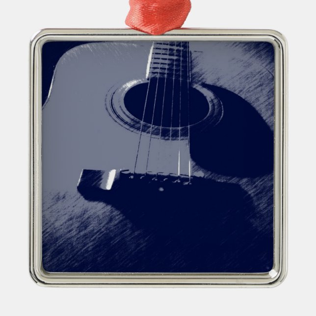 Blue Guitar Metal Ornament (Front)