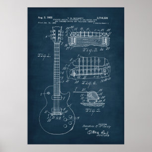 Blue   Guitar Patent Poster