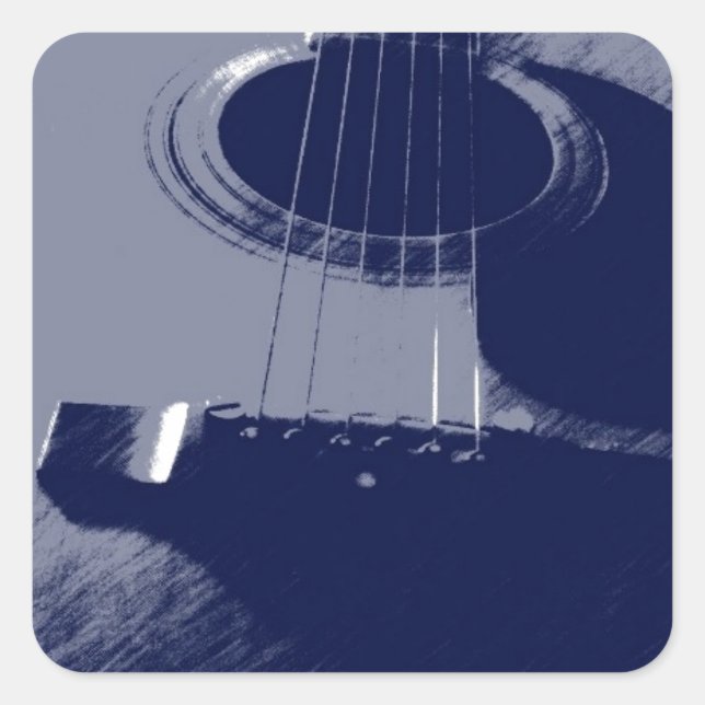 Blue Guitar Square Sticker (Front)