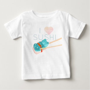Blue Gummy Bear "I Love Sushi" Baby T-Shirt