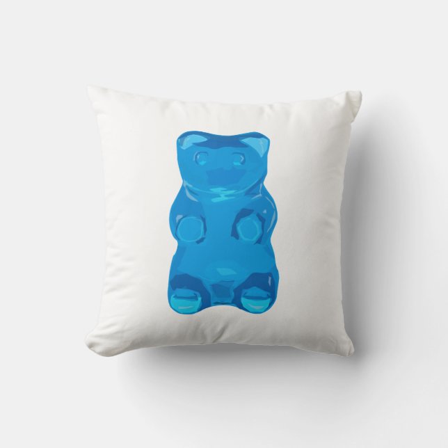 Blue Gummybear Illustration Throw Pillow (Front)