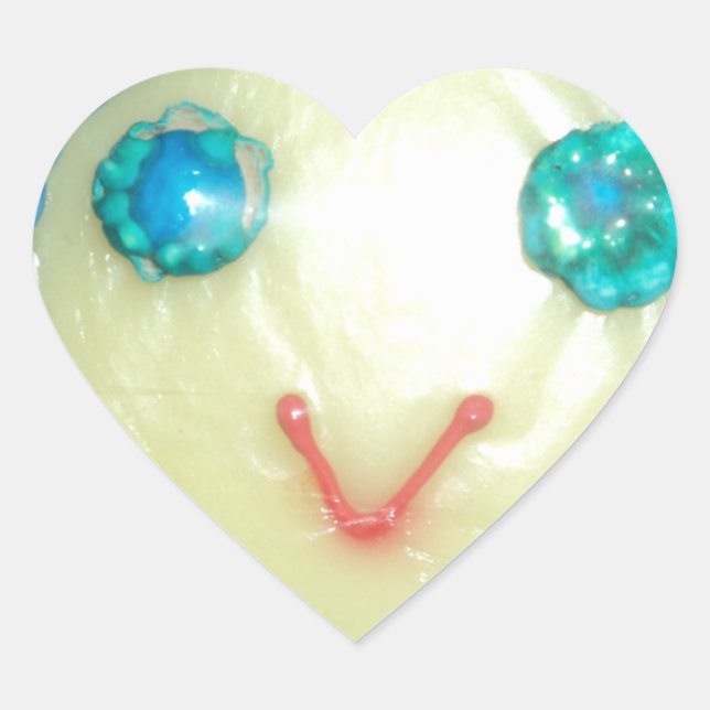 Blue Hair Emoji Art Print/Graphic Heart Sticker (Front)