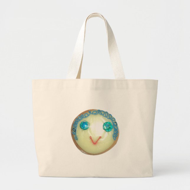 Blue Hair Emoji Art Print/Graphic Large Tote Bag (Front)