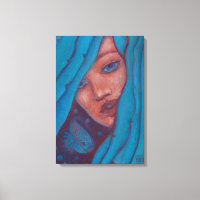 Blue Hair, Mermaid Portrait Fantasy Girl Woman Art