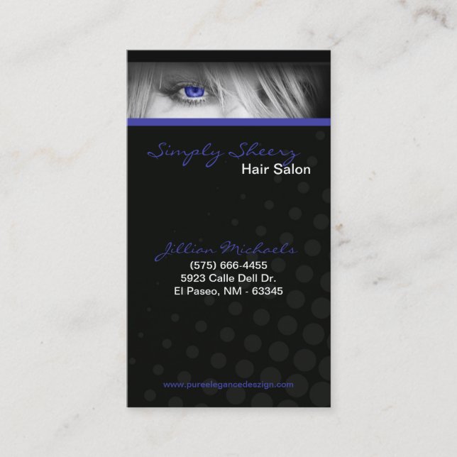 Blue Hair Salon Beauty Shop Boutiq Business Card (Front)