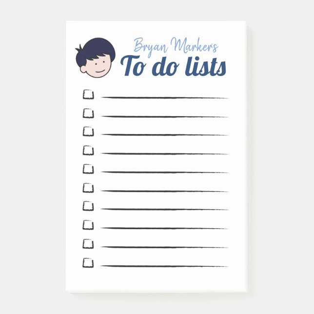 Blue-haired Boy To do lists Post-it Notes (Front)