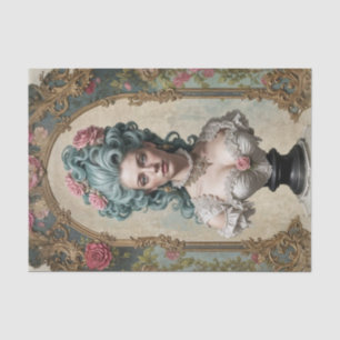 Blue-Haired Rococo Bust - Decoupage  Tissue Paper