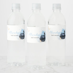 Blue Halloween A Baby is Brewing Baby Shower Water Bottle Label