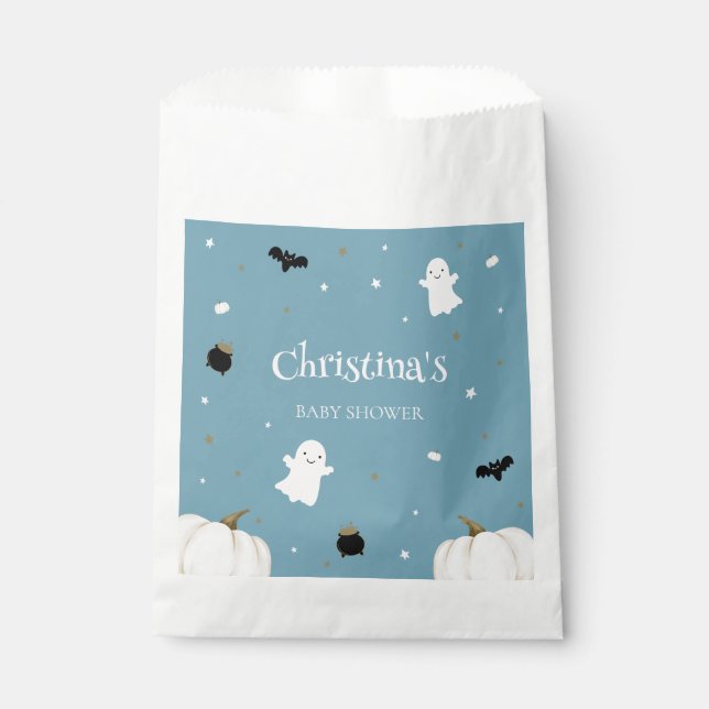 Blue Halloween Baby Shower Favour Bag (Front)