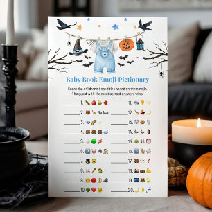 Blue Halloween Clothesline Emoji Pictionary Game