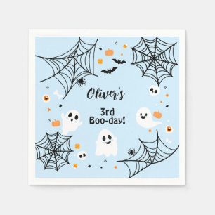 Blue Halloween Cute Ghost Boo-Day Party Napkin