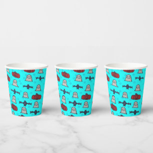 Blue Halloween Fun Print Paper Cups