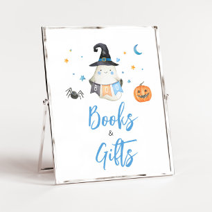 Blue Halloween Ghost Little Boo Books and Gifts Poster