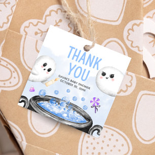 Blue Halloween It's a Boy Baby Shower Square Favour Tags