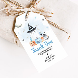 Blue Halloween Little Boo Baby Shower Favour Tags