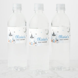 Blue Halloween Little Boo Baby Shower Water Bottle Label