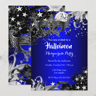 Blue Halloween Magical Night Masquerade Party Invitation