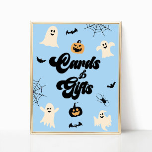 Blue Halloween Spooky Cards & Gifts Sign