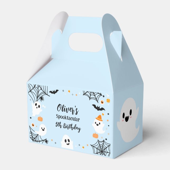 Blue Halloween Spooky Ghost Favor Box (Front Side)