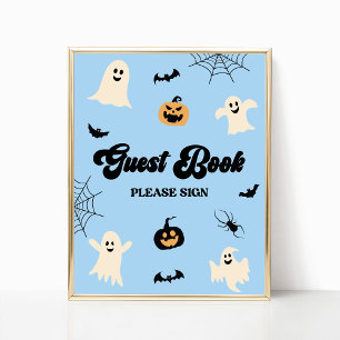 Blue Halloween Spooky Guest Book Sign