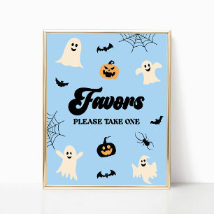 Blue Halloween Spooky Party Favours Sign