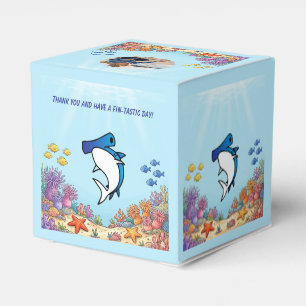 Blue Hammerhead Shark Ocean Birthday Photo Favor Box