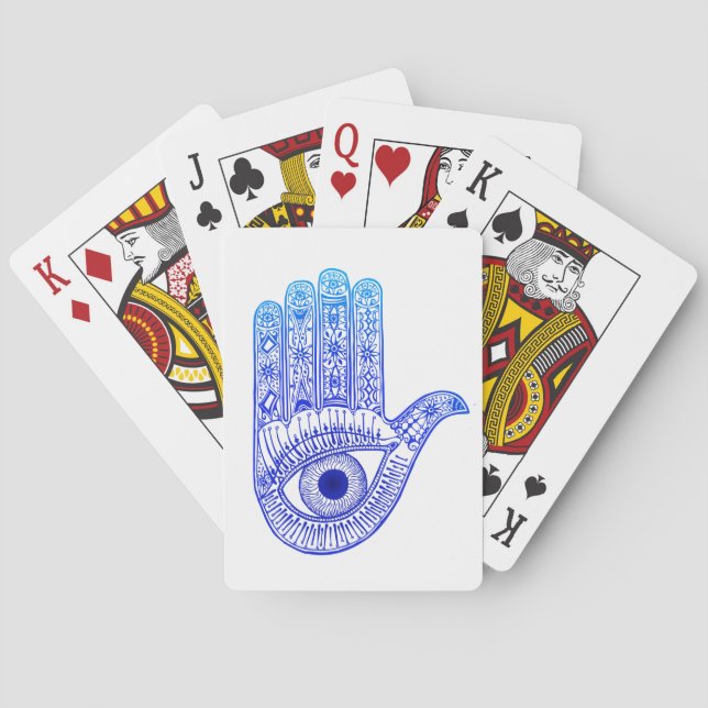 Blue Hamsa Hand / Evil Eye Defence / Hand of Mary Playing Cards (Back)