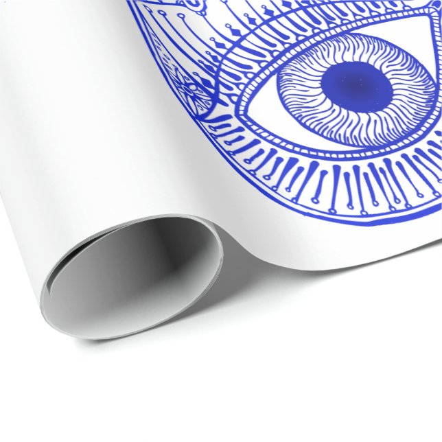 Blue Hamsa Hand / Evil Eye Defence / Hand of Mary Wrapping Paper (Roll Corner)