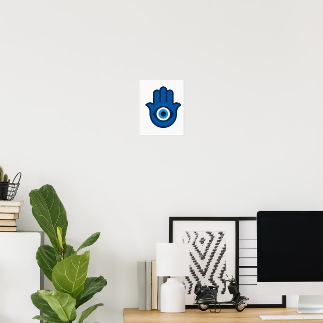 Blue Hamsa Hand – Peaceful Energy Poster (Home Office)