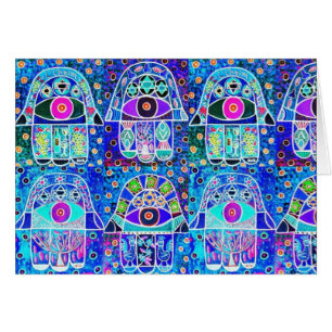 Blue Hamsa Vintage Tapastry Judaica