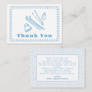 Blue Hand-Drawn Après Bébé Baby Shower Thank You Card