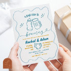 Blue Hand Drawn Baby is Brewing Boy Baby Shower