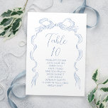 Blue Hand Drawn Bow Table Number seating chart<br><div class="desc">Elegant hand drawn ribbon bow with modern handwritten script fonts in dusty blue,  clean and simple. Great for modern romantic wedding,  unique fun whimsical wedding,  elegant casual wedding.  
See all the matching pieces in collection.</div>