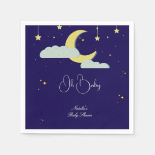 Blue Hand Drawn Celestial Star Moon Baby Shower  Napkin