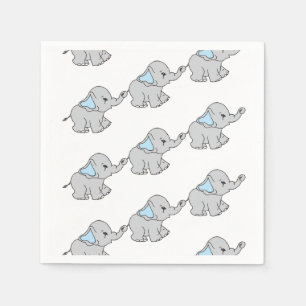 Blue Hand Drawn Elephant Pattern Elephant Cartoon Napkin