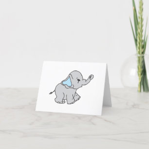Blue Hand Drawn Elephant Pattern Elephant Cartoon Thank You Card