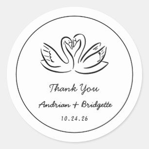 Blue Hand Drawn Handwritten Wedding Round Sticker