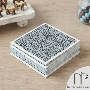 Blue Hand-Drawn Leopard Print Napkin