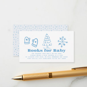 Blue Hand-Drawn Winter Baby Shower Book Request Enclosure Card